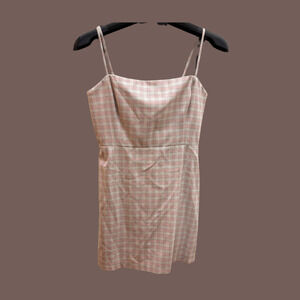 Wilfred Mini Slip Dress | Pink Plaid Cotton | Size 8
